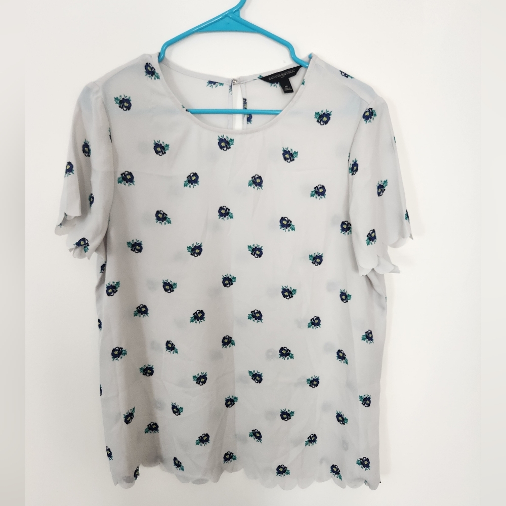 Banana Republic grey floral blouse